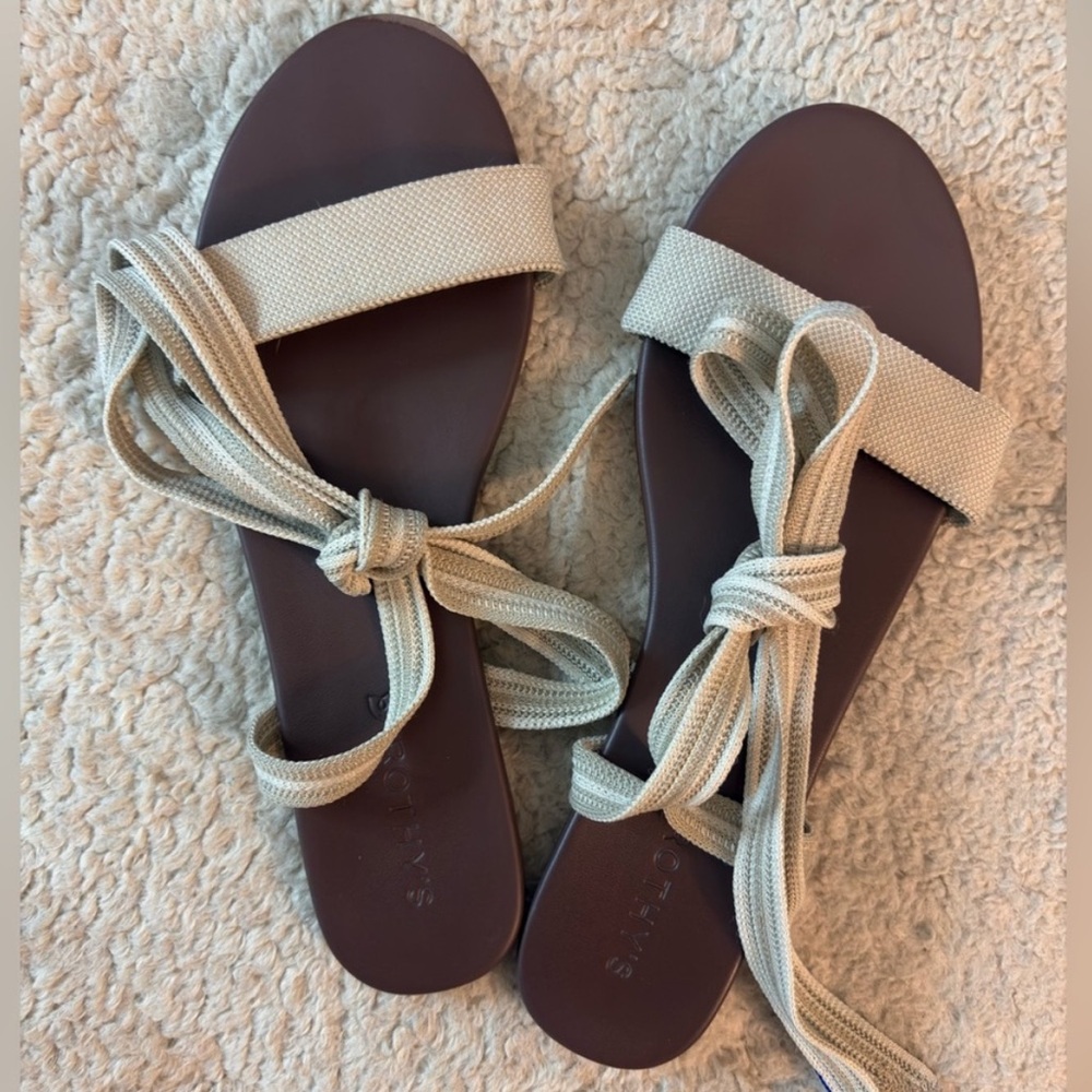 Rothy's Brown and Tan Ankle Wrap Sandals Size 10